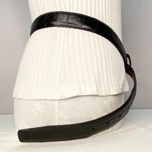Jos A Bank Black Belt Mens 34 Waist Croc Embossed Leather - Picture 3 of 14